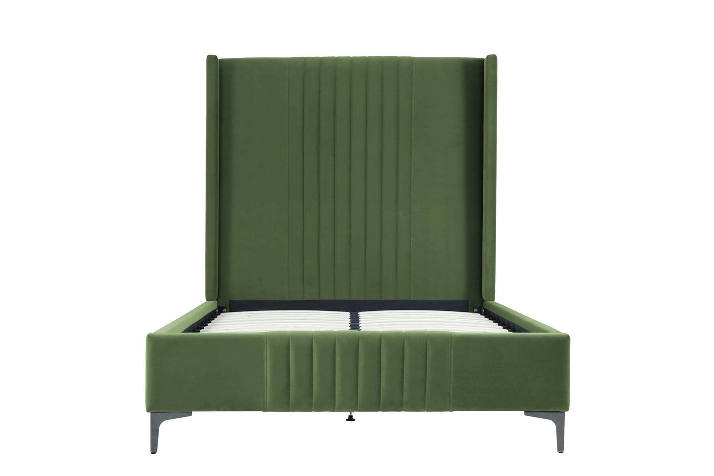 Manhattan Comfort Promenade Mid-Century Modern Velvet Upholstered 48" Bed in Moss Green BD010-48-MG