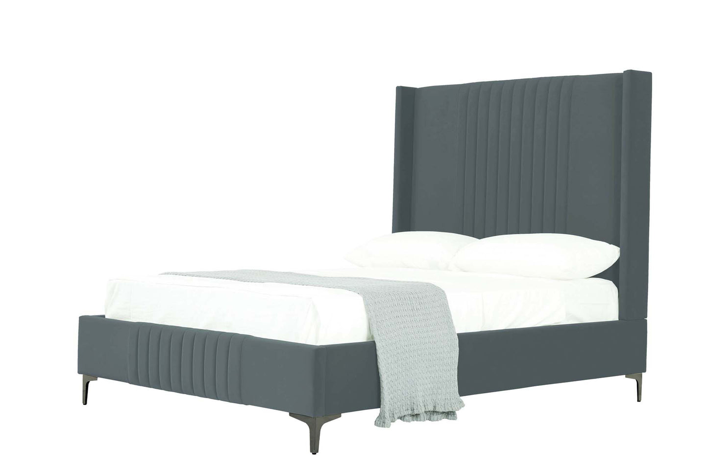 Promenade Mid-Century Modern Upholstered Velvet Full Bed in Gray BD010-FL-GY