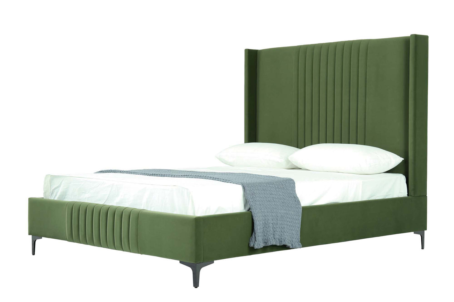 Manhattan Comfort Promenade Mid-Century Modern Velvet Upholstered Bed
