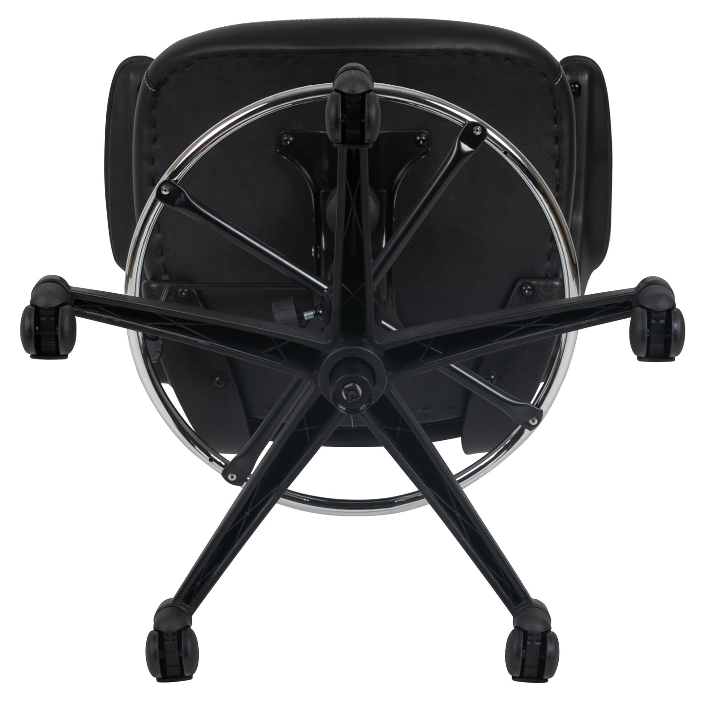 Kelista Mid-Back Black Mesh Ergonomic Drafting Chair with LeatherSoft Seat, Adjustable Foot Ring and Flip-Up Arms Black Mesh & LeatherSoft/Black Frame