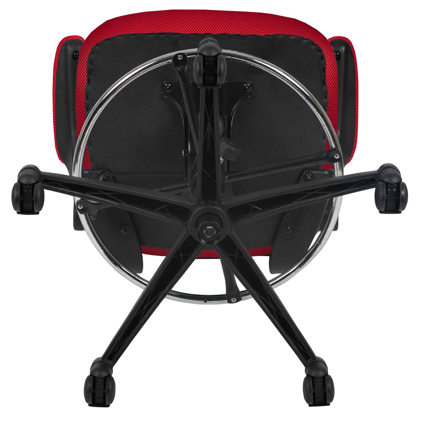 Kelista Mid-Back Red Mesh Ergonomic Drafting Chair with Adjustable Foot Ring and Flip-Up Arms Red Mesh/Black Frame
