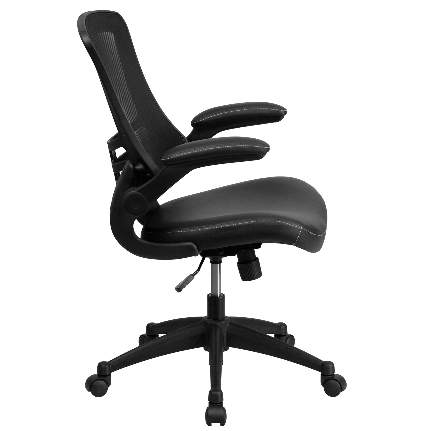 Kelista Desk Chair with Wheels | Swivel Chair with Mid-Back Black Mesh and LeatherSoft Seat for Home Office and Desk Black Mesh & LeatherSoft/Black Frame