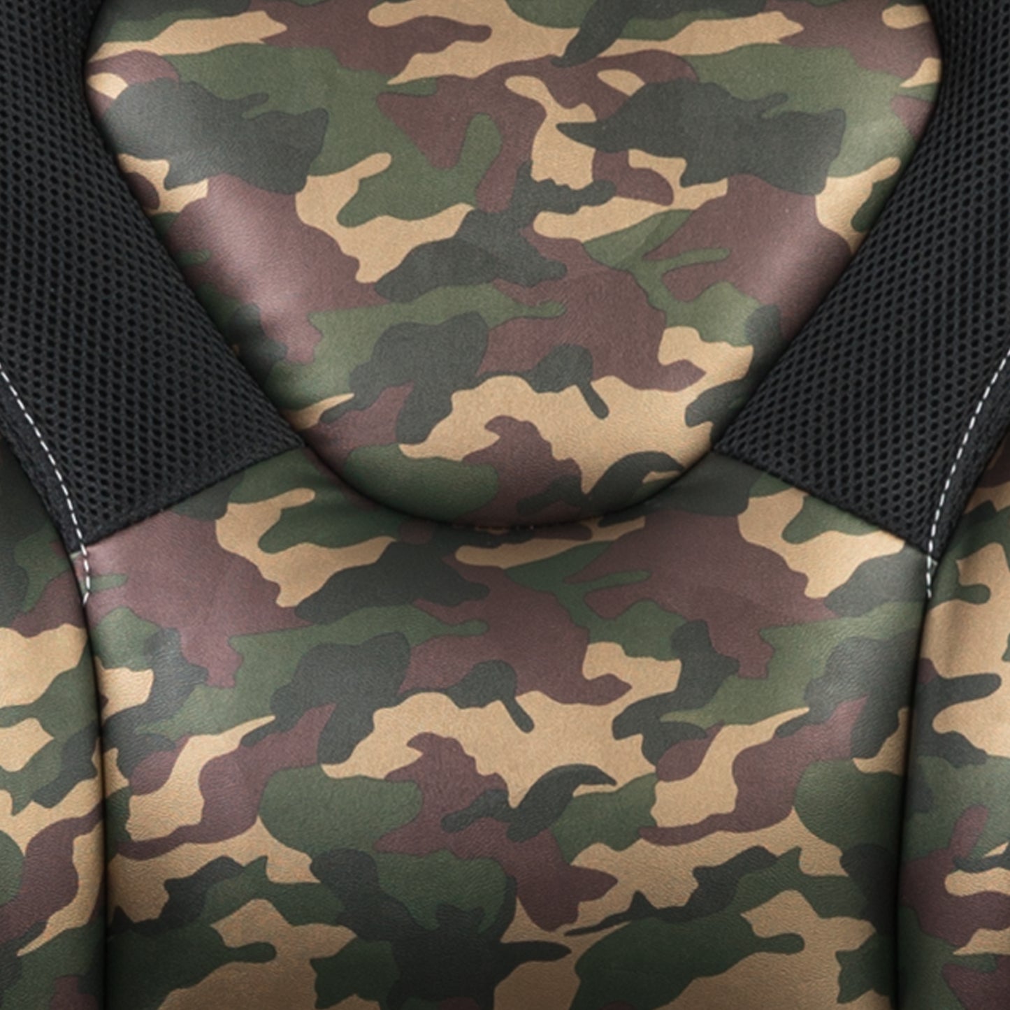 Optis Gaming Desk and Camouflage/Black Racing Chair Set /Cup Holder/Headphone Hook/Removable Mouse Pad Top - 2 Wire Management Holes Camouflage
