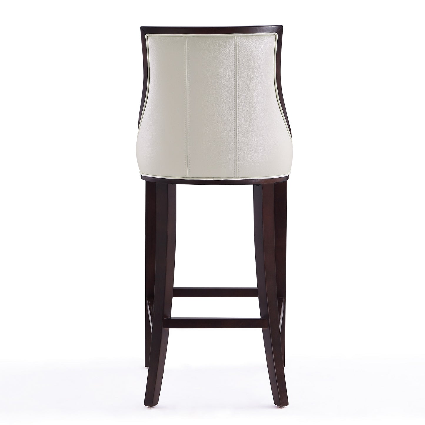 Manhattan Comfort Fifth Avenue 45 in. Pearl White and Walnut Beech Wood Bar Stool BS007-PW