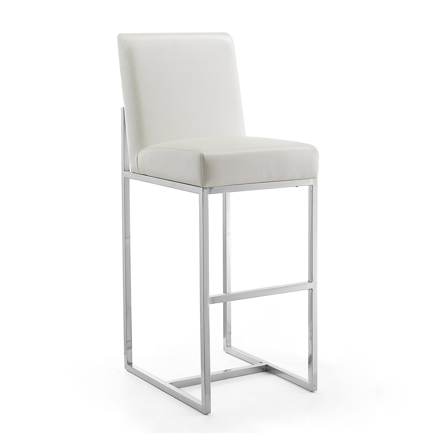 Element Modern Metal Upholstered Barstool in Pearl White BS010-PW