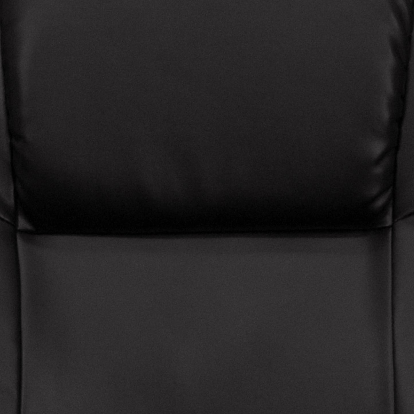 Cason Massaging Adjustable Recliner with Deep Side Pockets and Ottoman with Wrapped Base in Black LeatherSoft Black