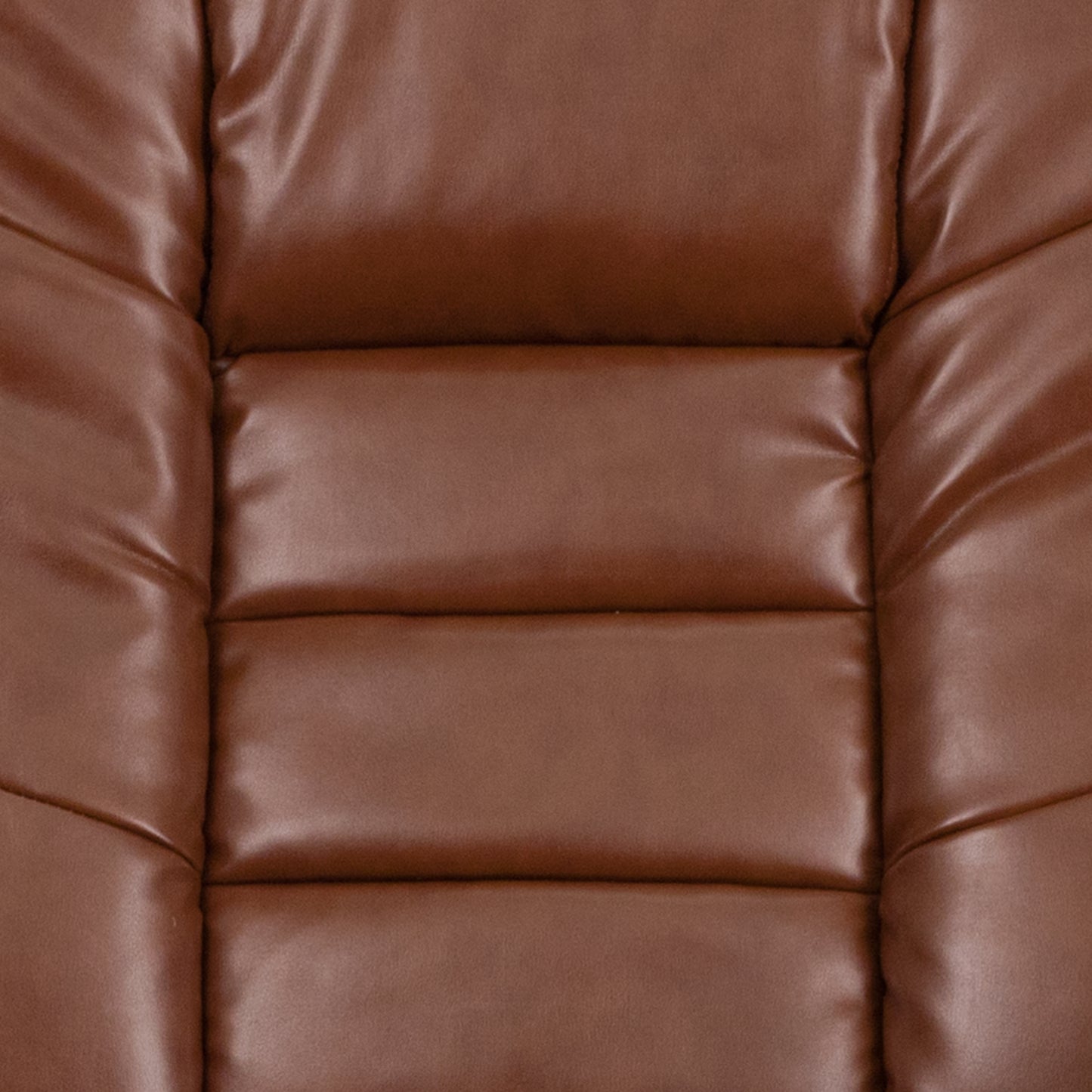 Bali Contemporary Multi-Position Recliner with Horizontal Stitching and Ottoman with Swivel Mahogany Wood Base in Brown Vintage Leather Brown Vintage
