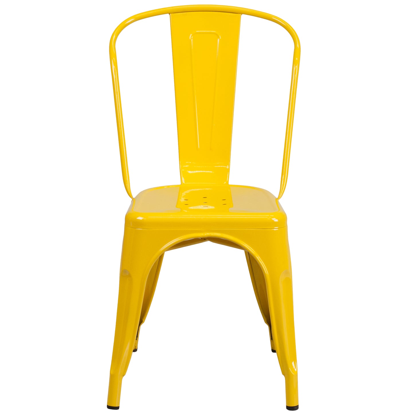 Foster Commercial Grade 31.5" Square Yellow Metal Indoor-Outdoor Table Set with 4 Stack Chairs Yellow ET-CT002-4-30-YL-GG