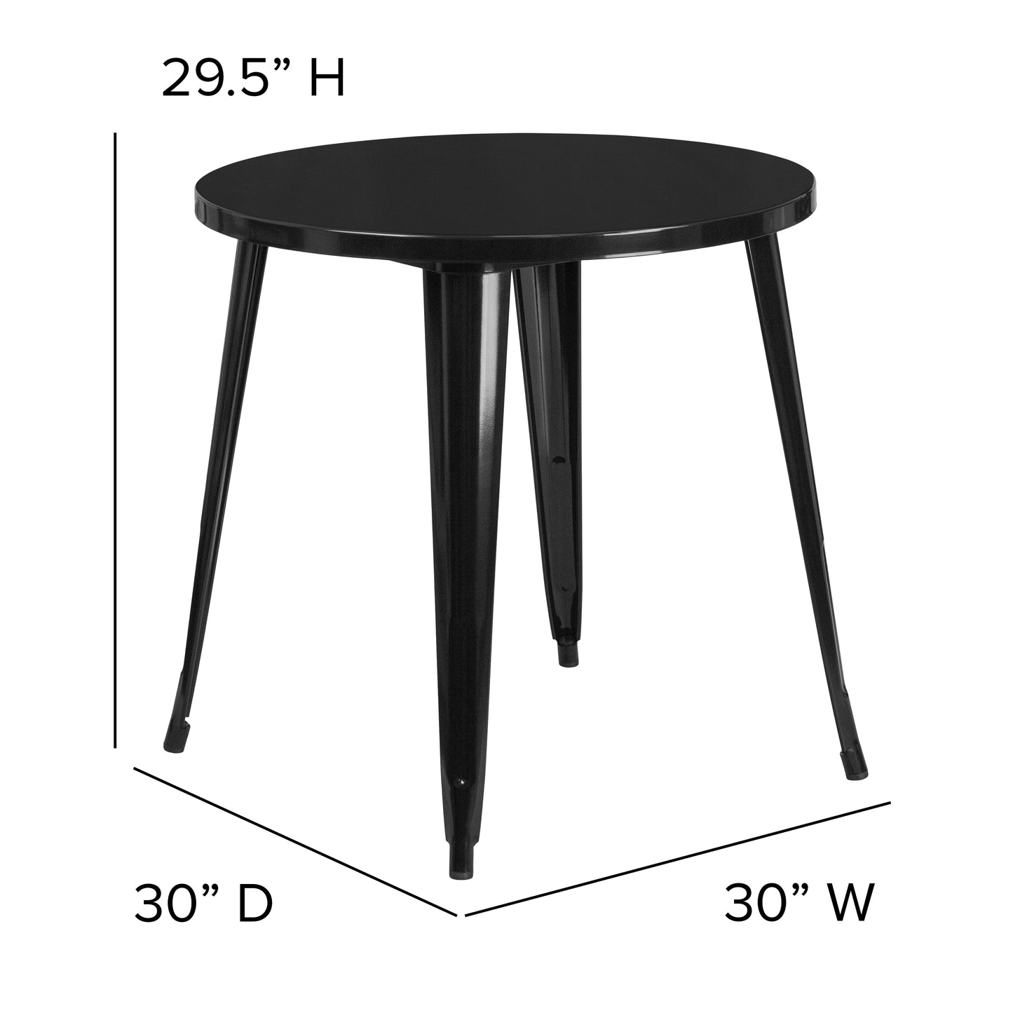 Jeffrey Commercial Grade 30" Round Black Metal Indoor-Outdoor Table Black
