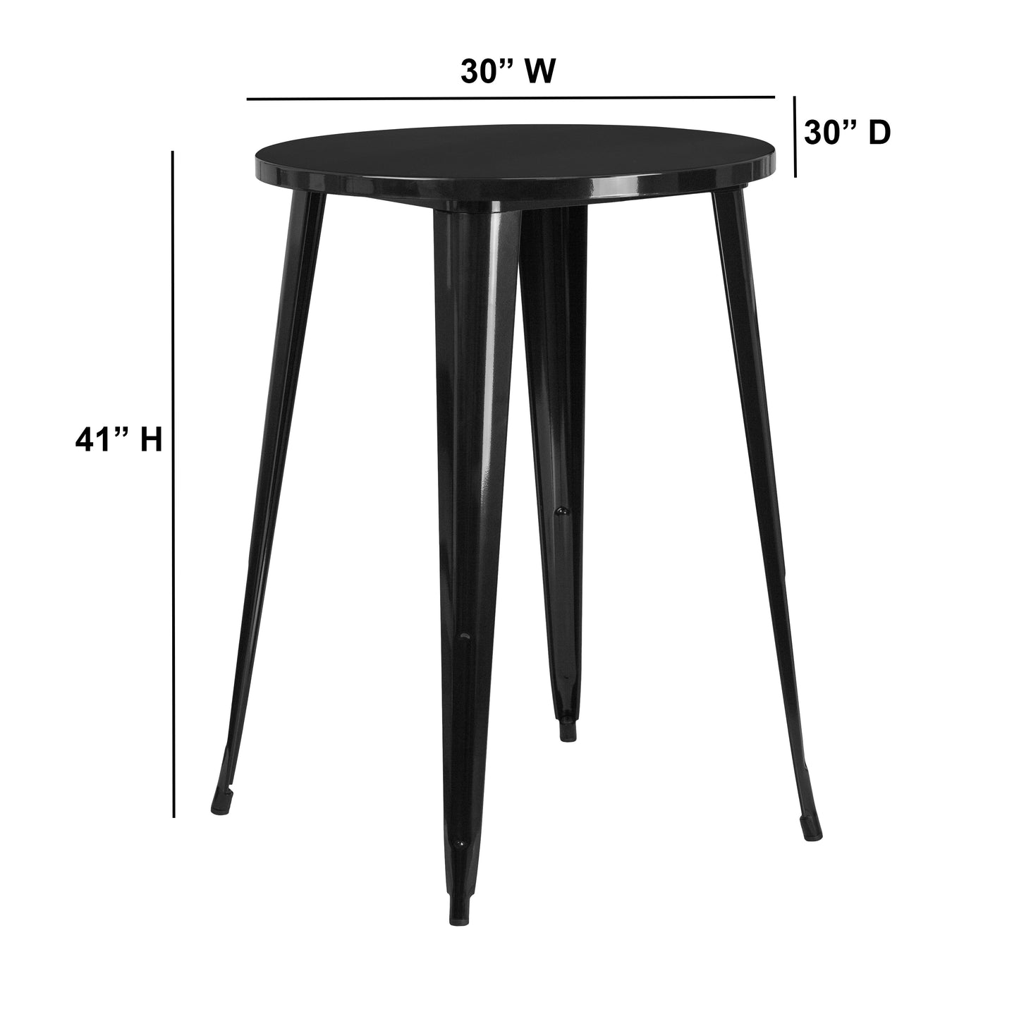 Philip Commercial Grade 30" Round Black Metal Indoor-Outdoor Bar Height Table Black