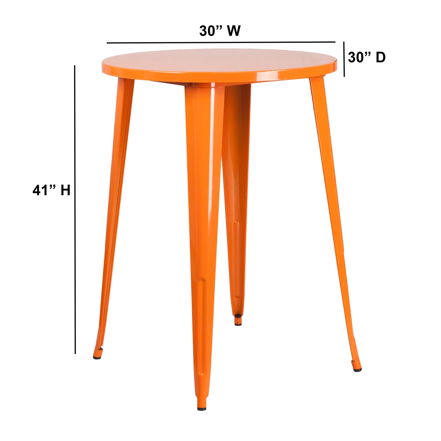 Philip Commercial Grade 30" Round Orange Metal Indoor-Outdoor Bar Height Table Orange CH-51090-40-OR-GG