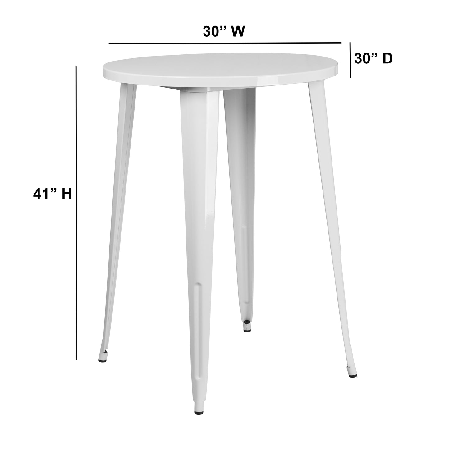Philip Commercial Grade 30" Round White Metal Indoor-Outdoor Bar Height Table White