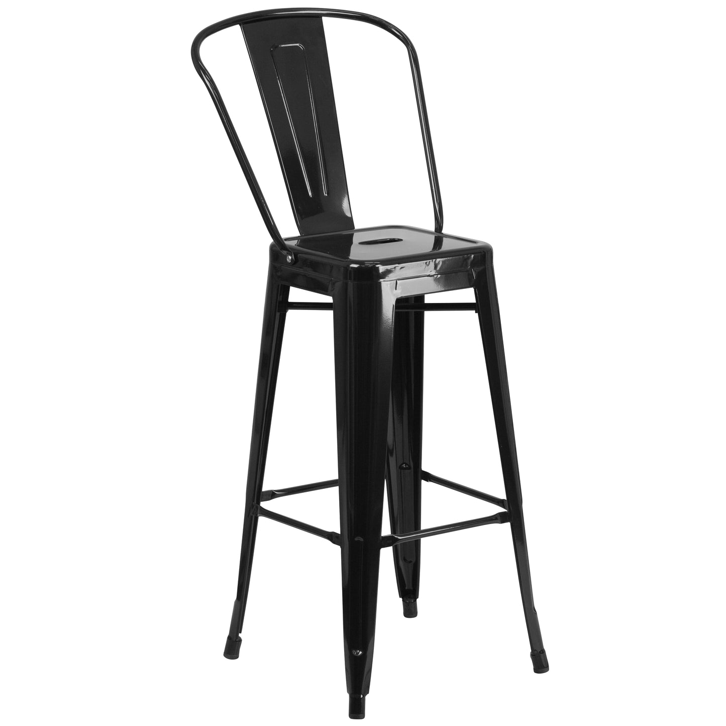 Callum Commercial Grade 30" Round Black Metal Indoor-Outdoor Bar Table Set with 4 Cafe Stools Black