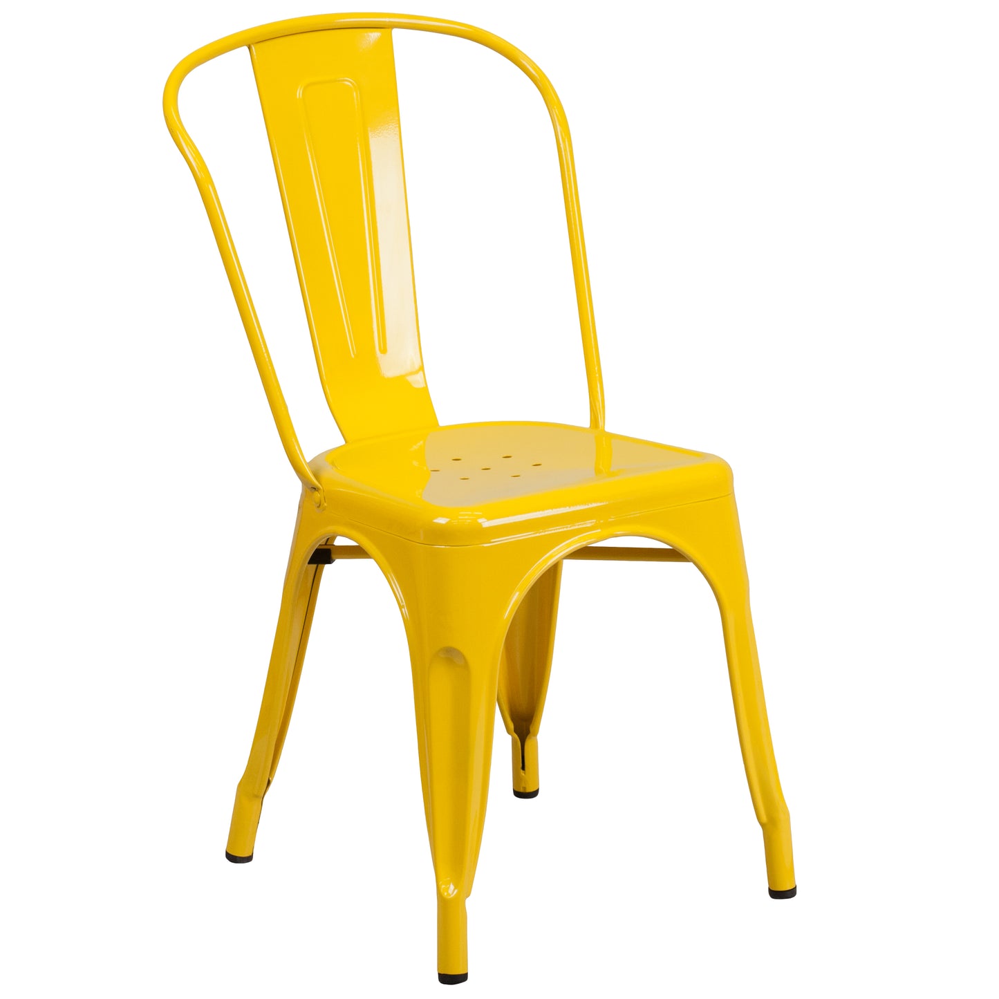 Baker Commercial Grade 30" Round Yellow Metal Indoor-Outdoor Table Set with 2 Cafe Chairs Yellow CH-51090TH-2-18CAFE-YL-GG