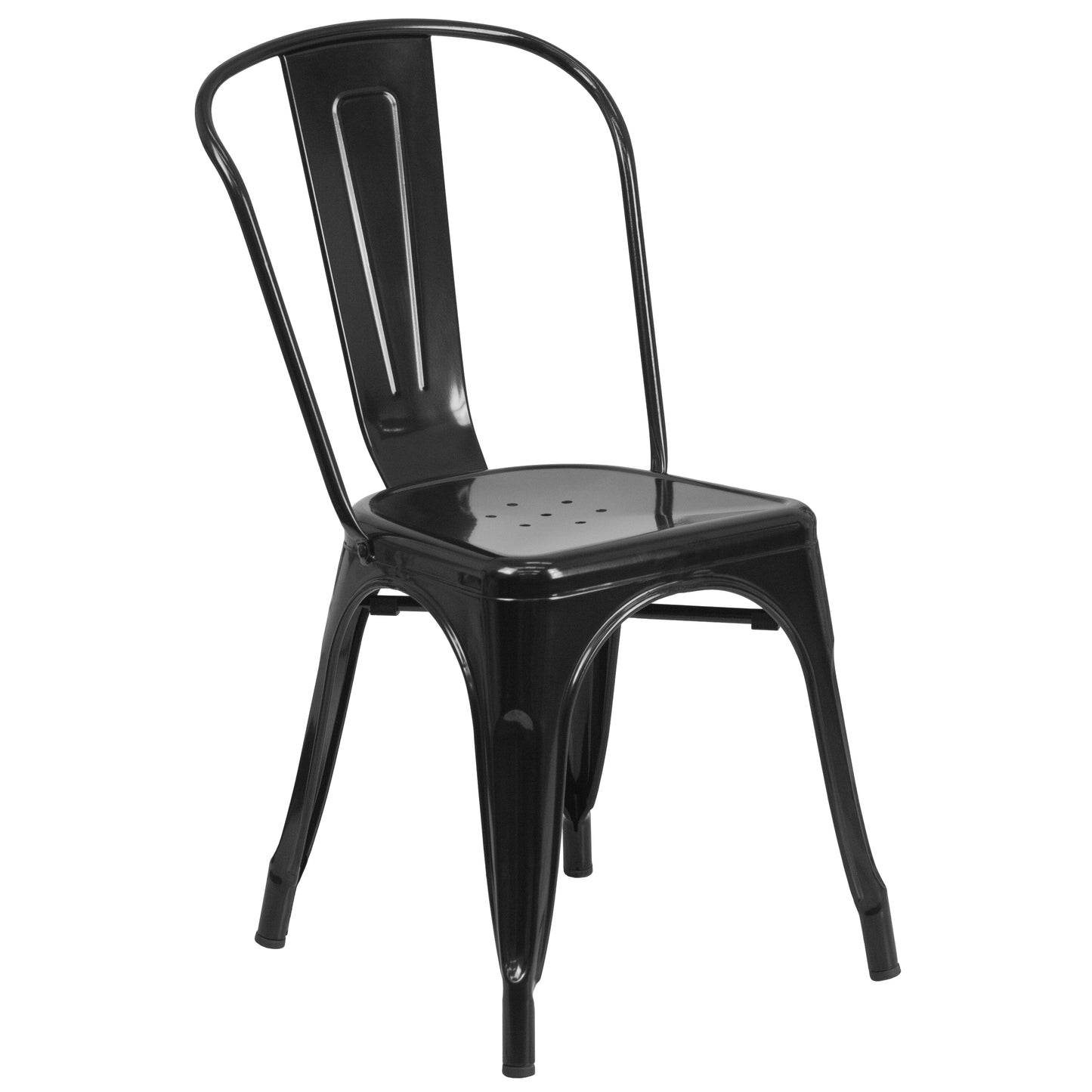 Dalton Commercial Grade 30" Round Black Metal Indoor-Outdoor Table Set with 4 Cafe Chairs Black