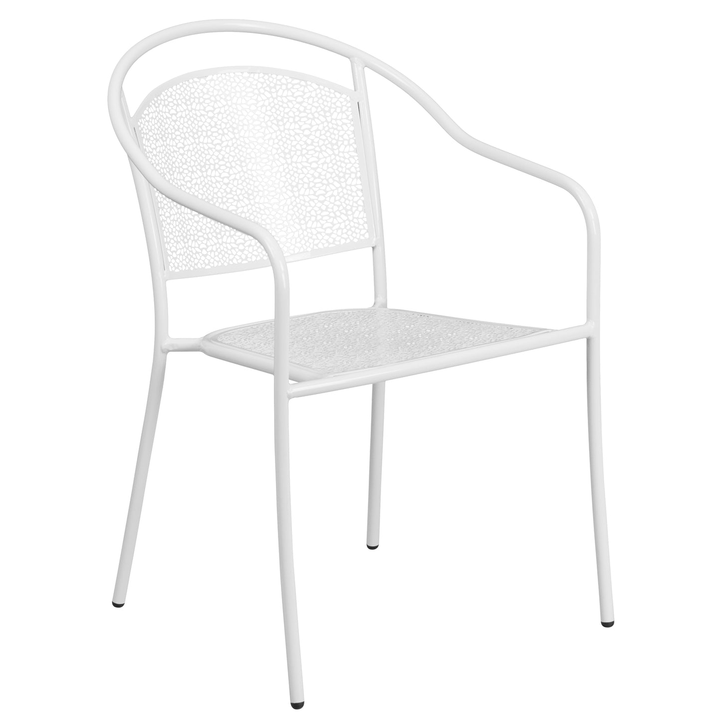 Oia Commercial Grade 35.5" Square White Indoor-Outdoor Steel Patio Table Set with 4 Round Back Chairs White