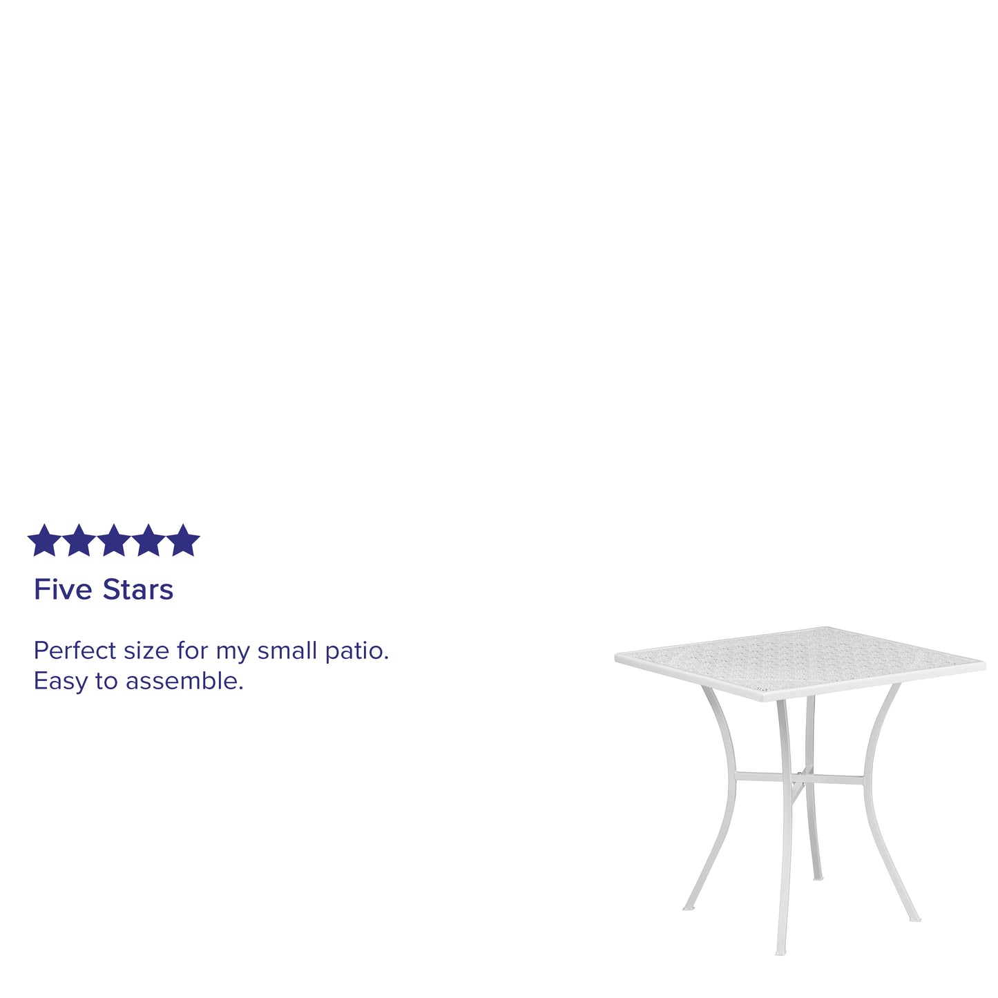 Oia Commercial Grade Square Patio Table | Outdoor Steel Square Patio Table White