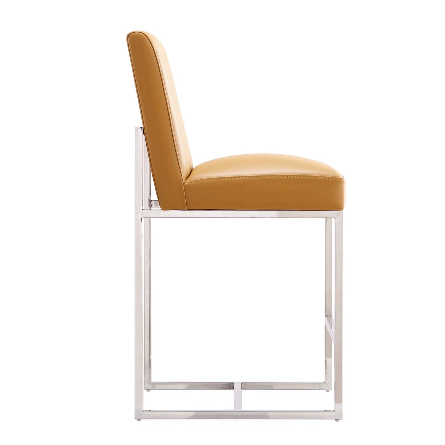 Manhattan Comfort Element 37.2 in. Camel and Polished Chrome Stainless Steel Counter Height Bar Stool CS003-CL