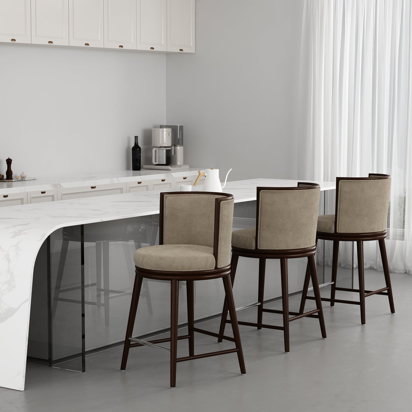 Evalyn Modern Wood Upholstered Counter Stool in Natural CS021-NA