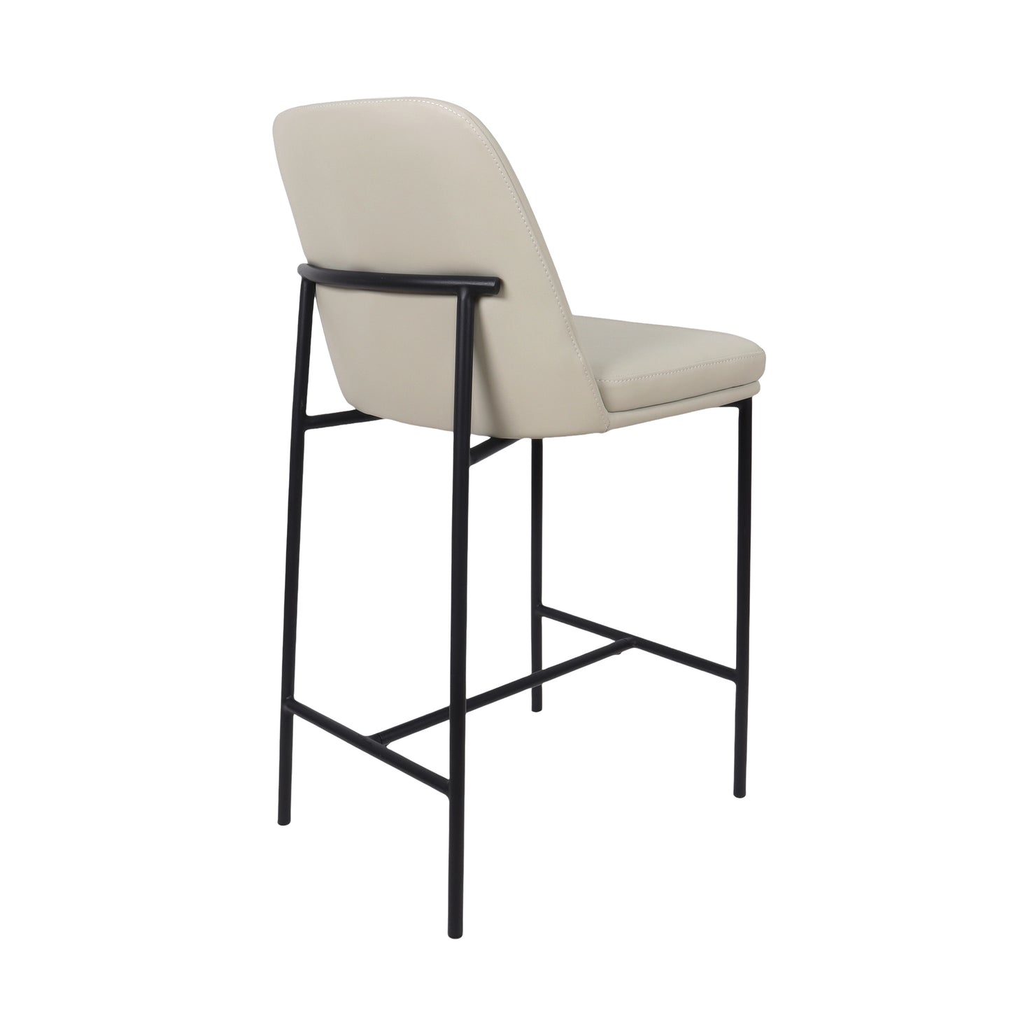 Loft Contemporary Metal Vegan Leather Counter Stool in Stone Gray - Set of 2 CS1534-1