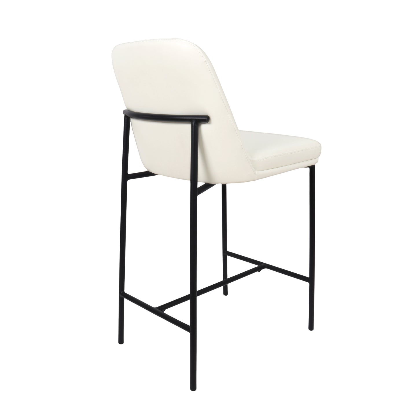 Loft Contemporary Metal Vegan Leather Counter Stool in Ivory - Set of 2 CS1534-3