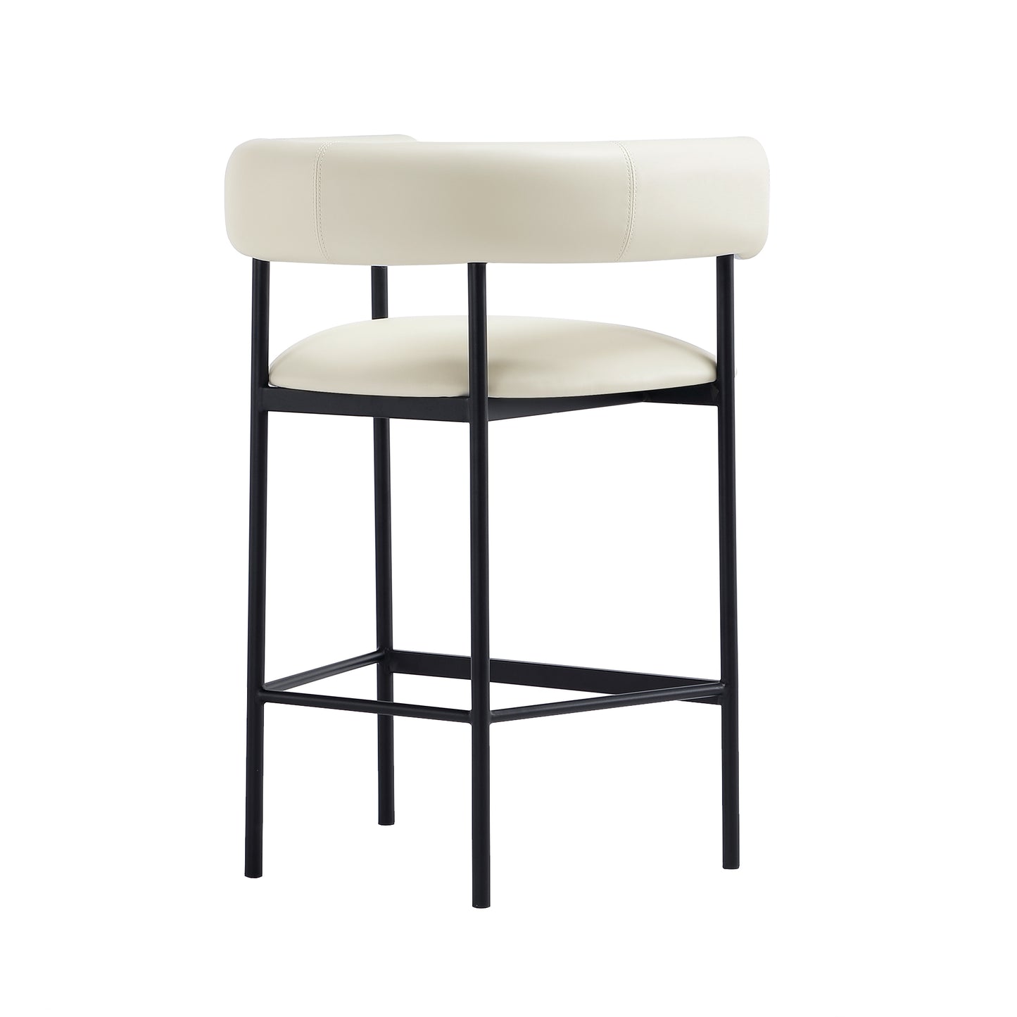 Onda Contemporary Metal Vegan Leather Counter Stool in Ivory CS1637-1