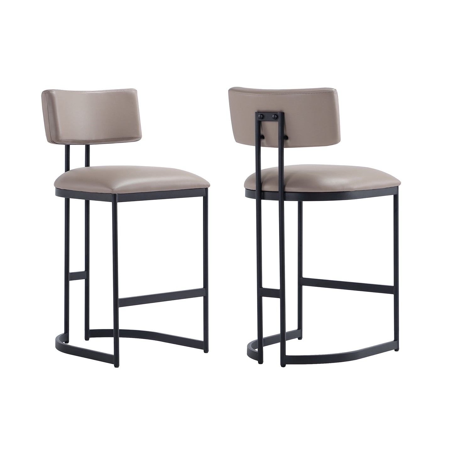 Juno Contemporary Modern Metal Vegan Leather Counter Stool in Taupe CS1640-2