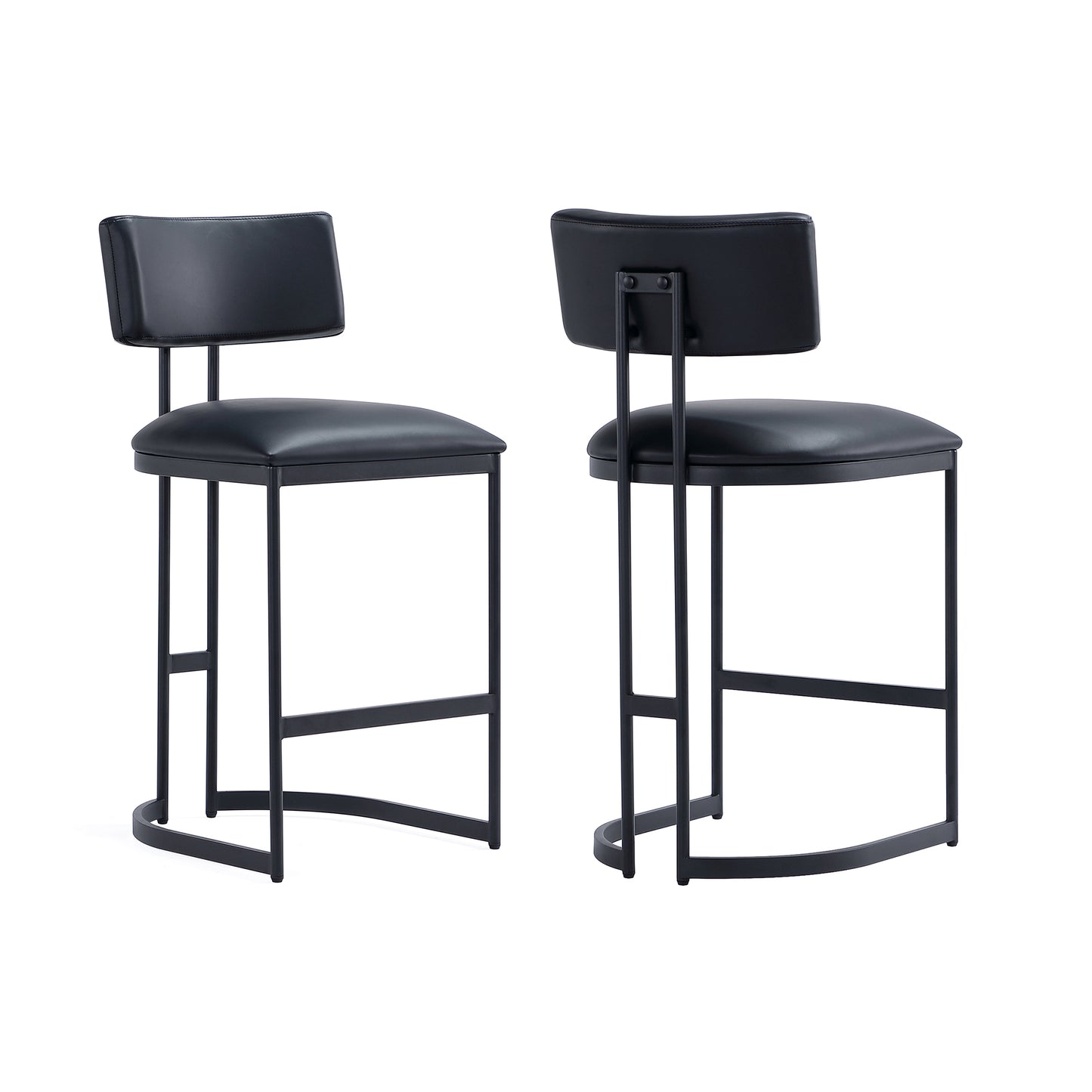 Juno Contemporary Modern Metal Vegan Leather Counter Stool in Black CS1640-3