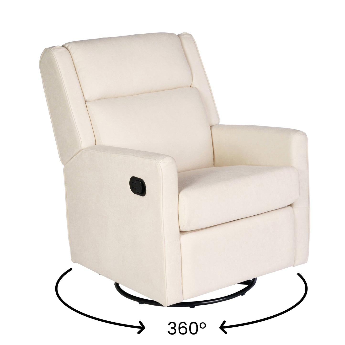 Cash Swivel Glider Rocker Recliner Chair, Manual 360 Degree Swivel Recliner Perfect for Living Room, Bedroom, or Nursery in Cream Upholstery Cream
