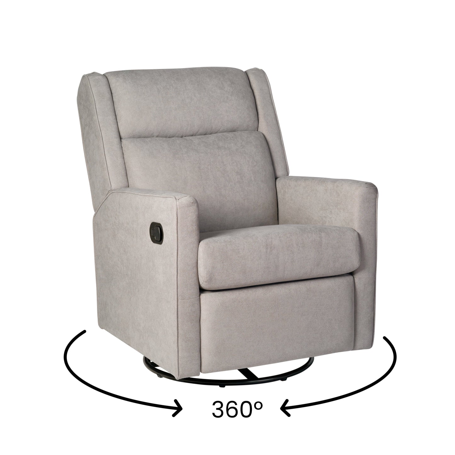 Cash Swivel Glider Rocker Recliner Chair, Manual 360 Degree Swivel Recliner Perfect for Living Room, Bedroom, or Nursery in Light Gray Upholstery Light Gray