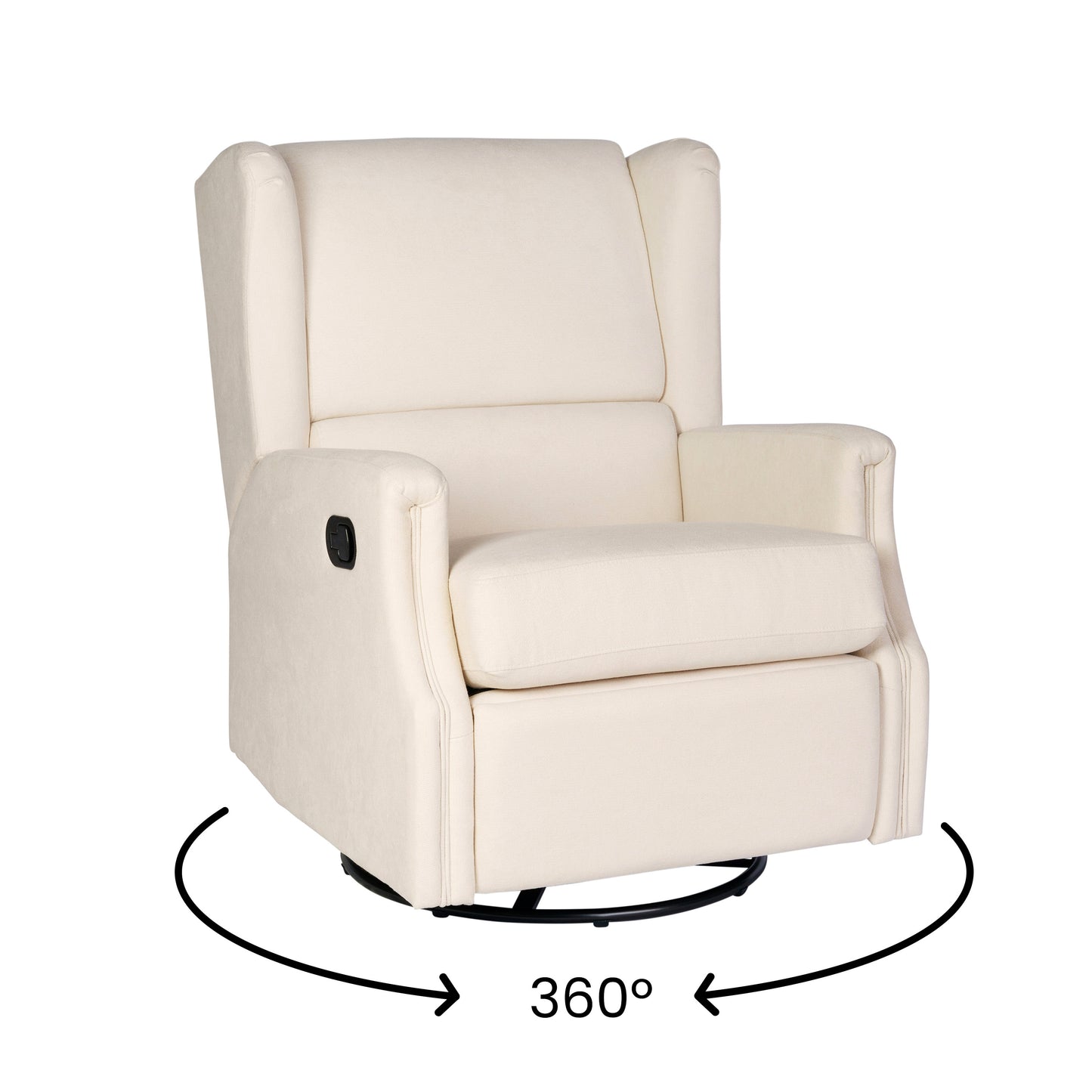 Omma Swivel Glider Rocker Recliner Chair, Manual 360 Degree Swivel Wingback Recliner Perfect for Living Room, Bedroom, or Nursery in Cream Cream