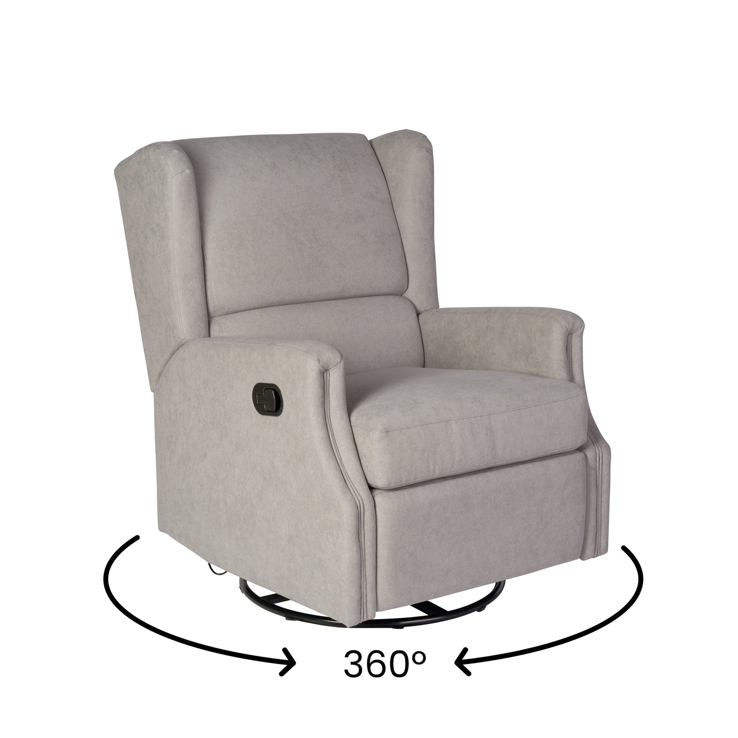Omma Swivel Glider Rocker Recliner Chair, Manual 360 Degree Swivel Wingback Recliner Perfect for Living Room, Bedroom, or Nursery in Light Gray Light Gray