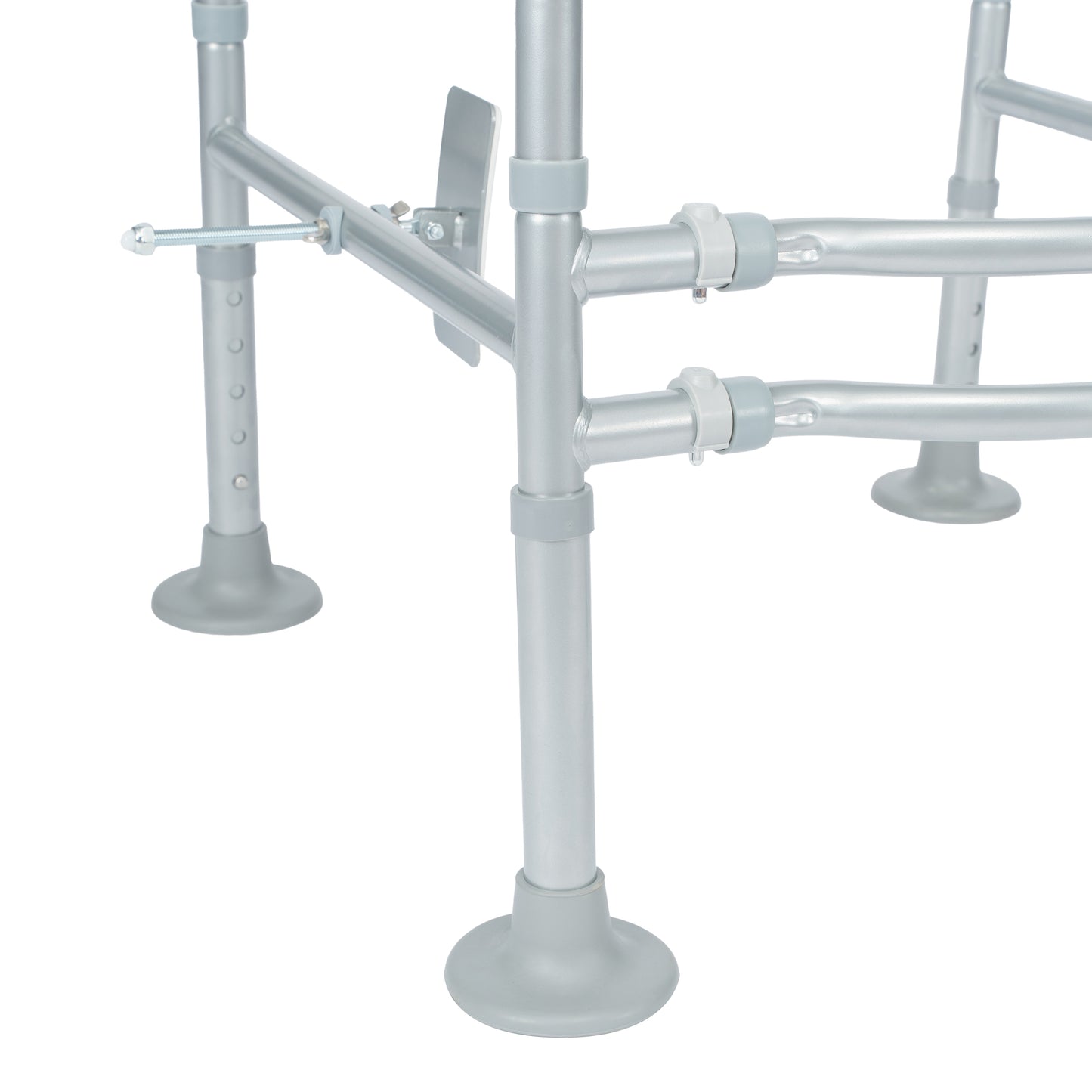 HERCULES Adjustable Toilet Safety Rail with Silver Steel Frame, Gray Padded Handles and Suction Cup Feet for Stability Silver/Gray