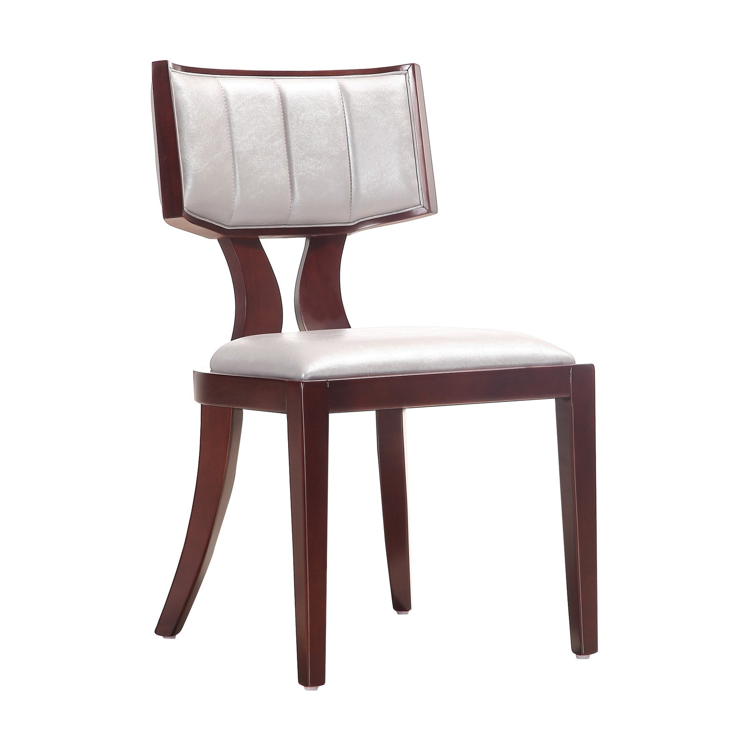 Pulitzer Traditional Wood Vegan Leather Dining Chair in Silver - Set of 2 DC001-SV