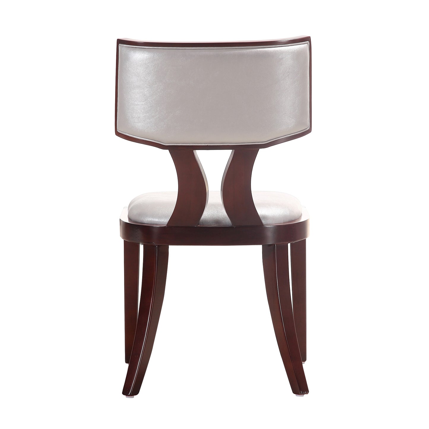 Manhattan Comfort Pulitzer Silver and Walnut Faux Leather Dining Chair (Set of Two) DC001-SV