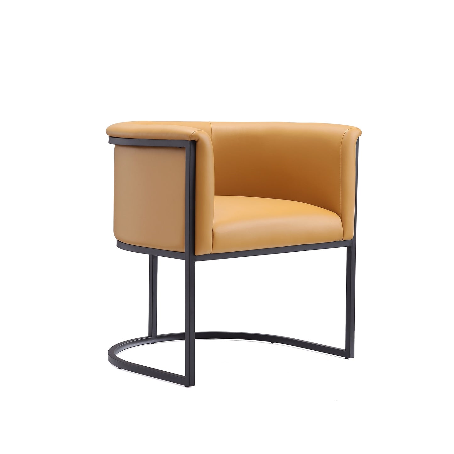 Cosmopolitan Mid-Century Modern Metal Vegan Leather Dining Chair in Camel DC044-SA