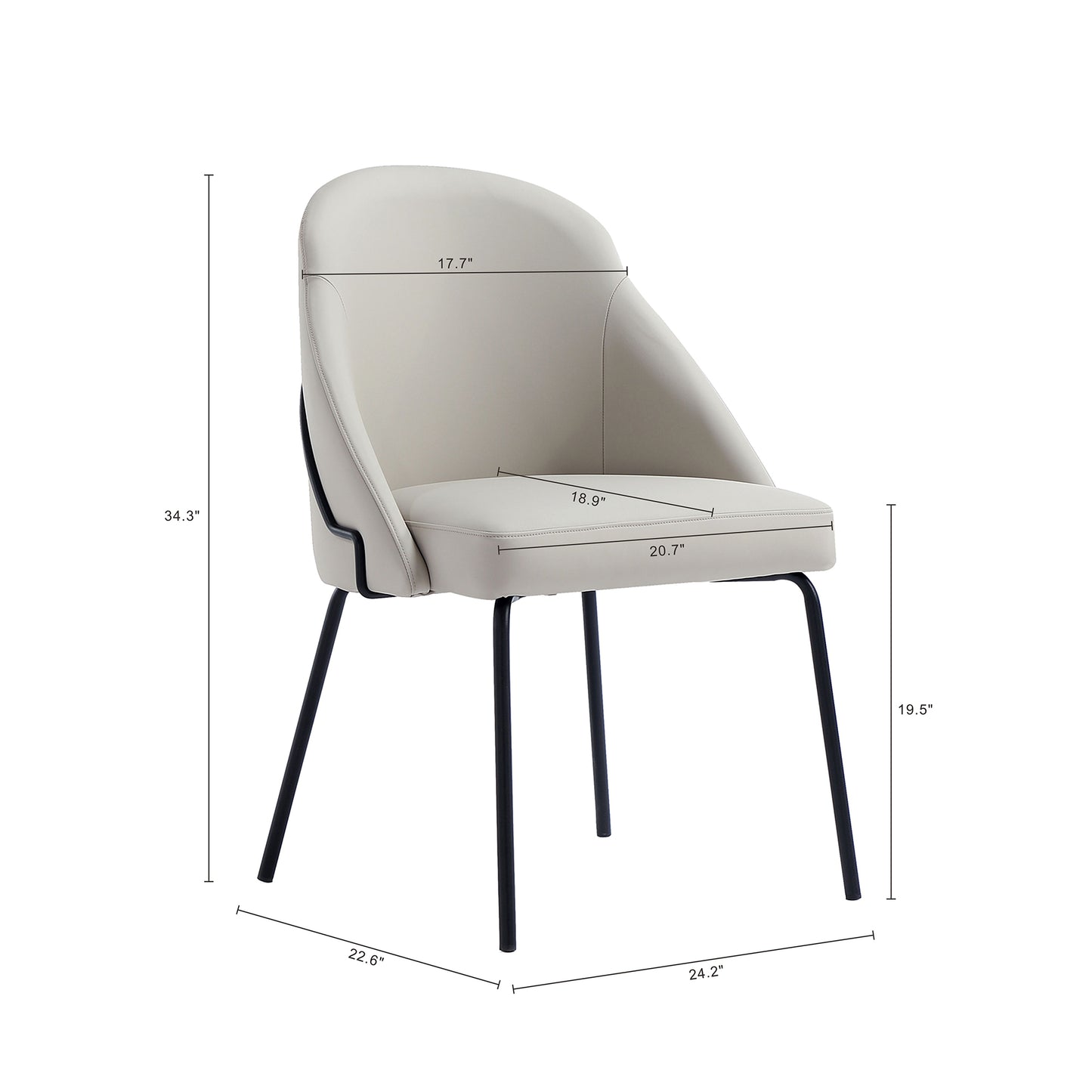 Gracie Modern Metal Vegan Leather Dining Chair in Stone Gray and Black DC100-BST