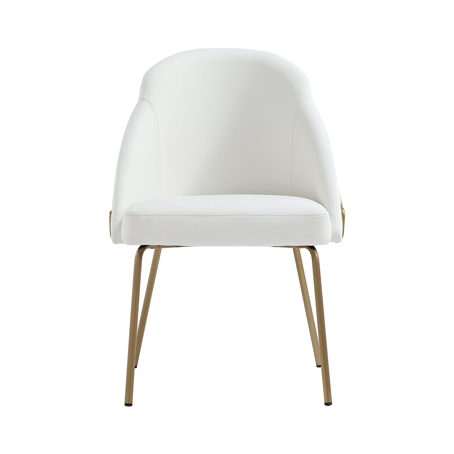 Gracie Modern Metal Vegan Leather Dining Chair in White and Gold DC100-GWH