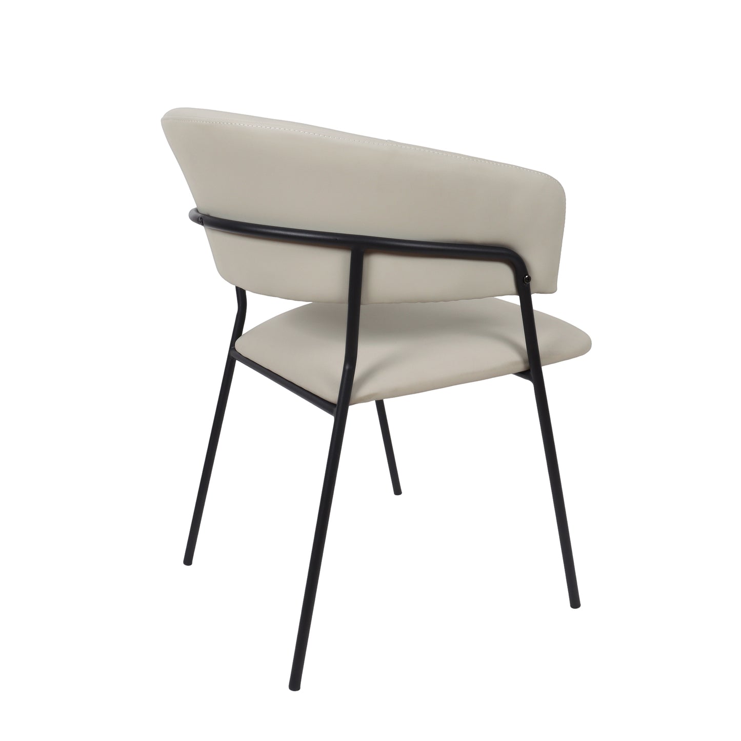 Slate Contemporary Modern Metal Vegan Leather Armchair in Stone Gray - Set of 4 DC1531-1