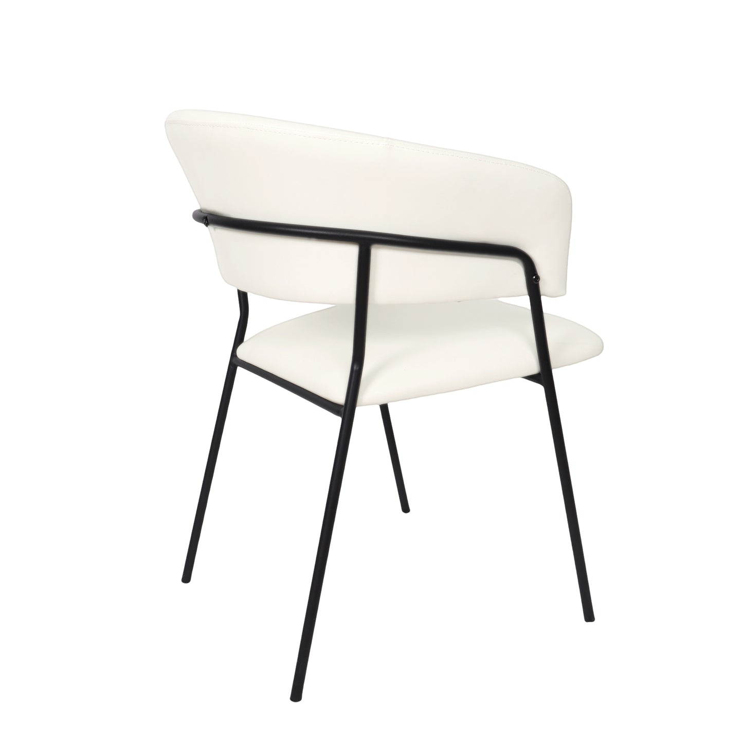 Slate Contemporary Modern Metal Vegan Leather Armchair in Ivory - Set of 4 DC1531-3