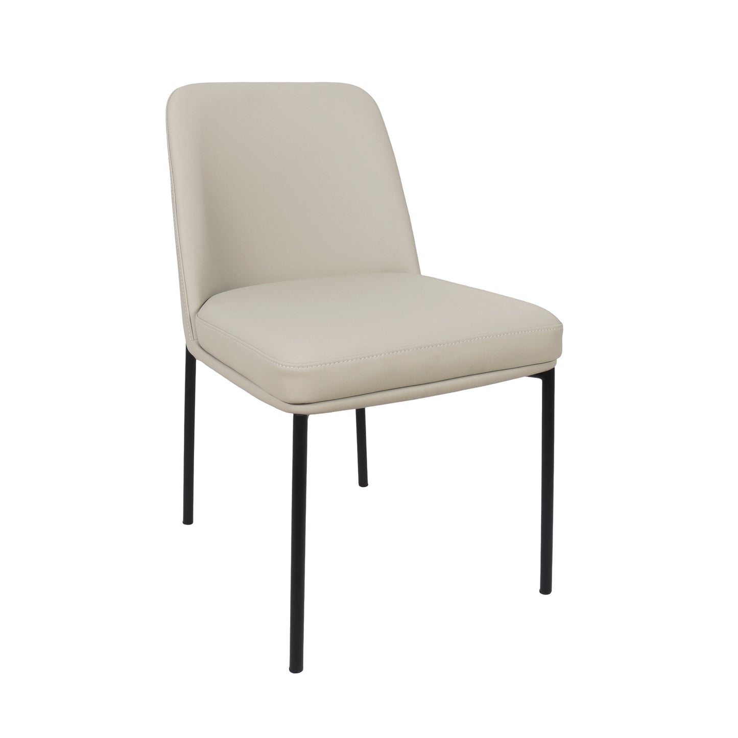 Loft Contemporary Metal Vegan Leather Side Chair in Stone Gray - Set of 2 DC1533-1