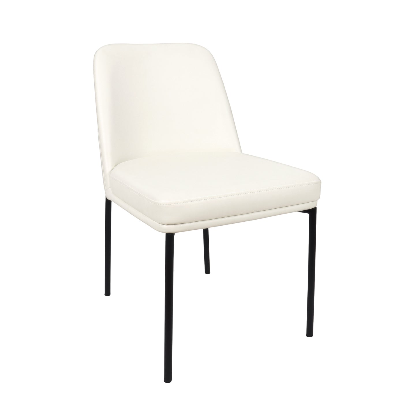Loft Contemporary Metal Vegan Leather Side Chair in Ivory - Set of 2 DC1533-3