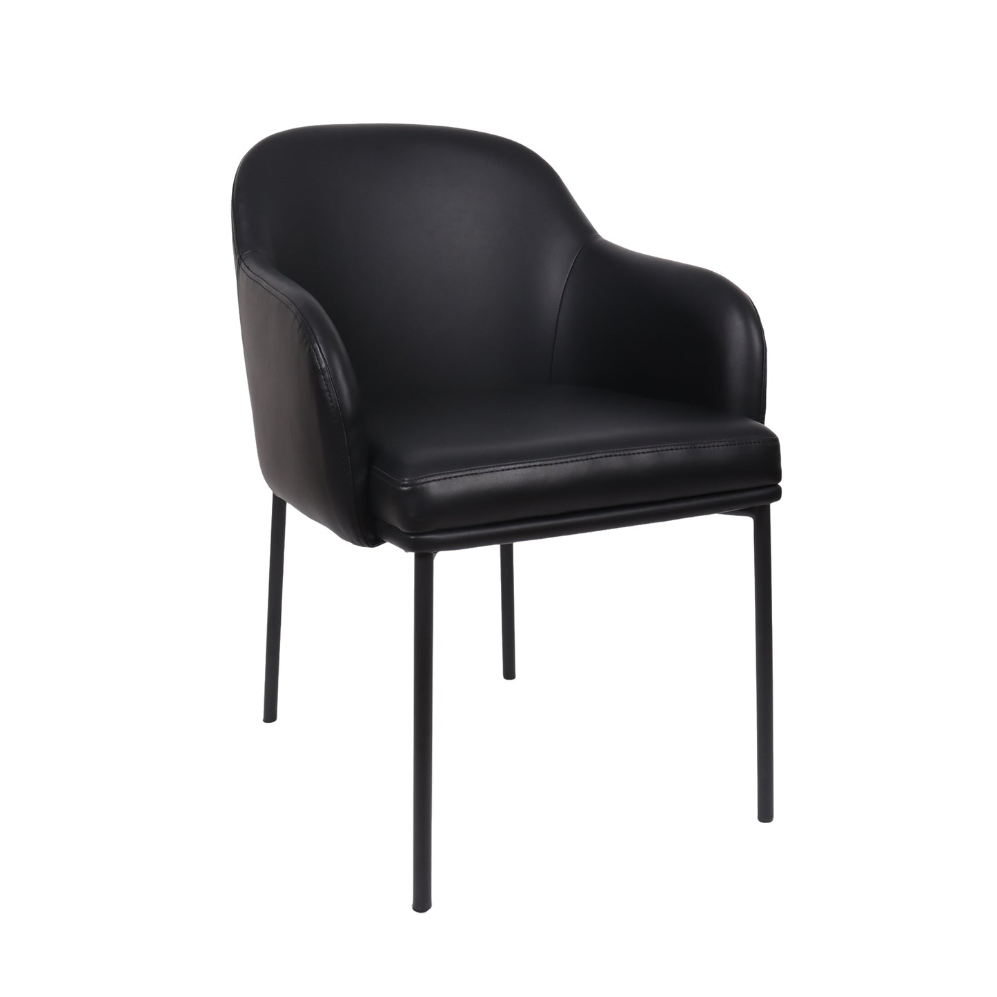 Loft Contemporary Metal Vegan Leather Armchair in Black - Set of 2 DC1535-2