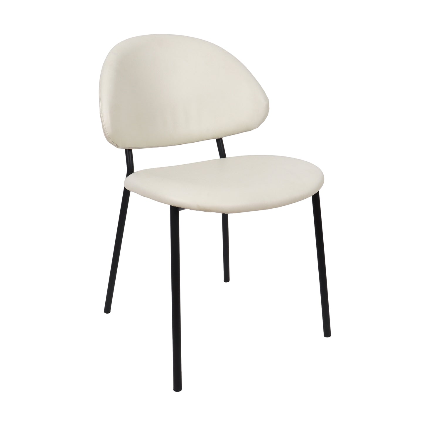 Haven Contemporary Modern Metal Vegan Leather Side Chair in Ivory - Set of 4 DC1536-3