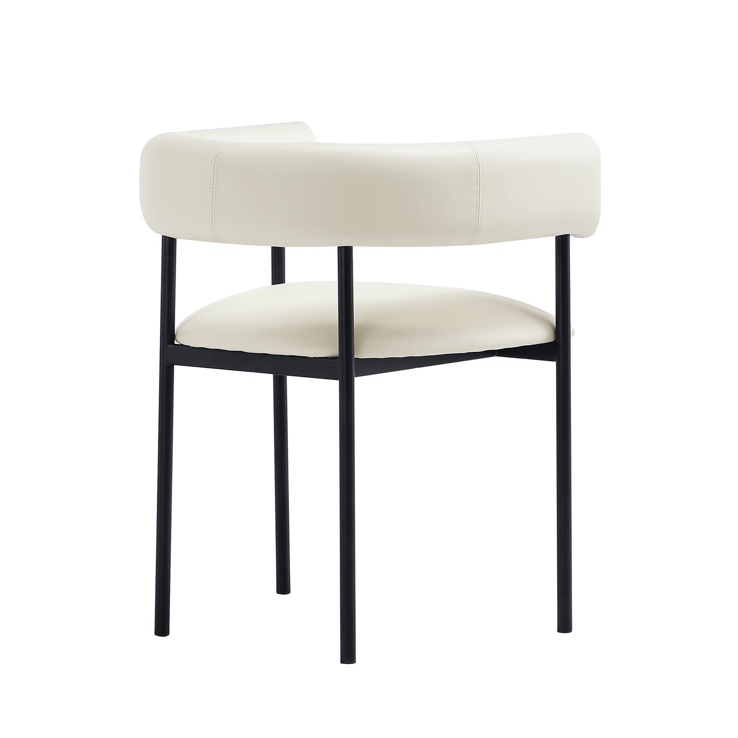 Onda Contemporary Metal Vegan Leather Dining Chair in Ivory DC1608-1