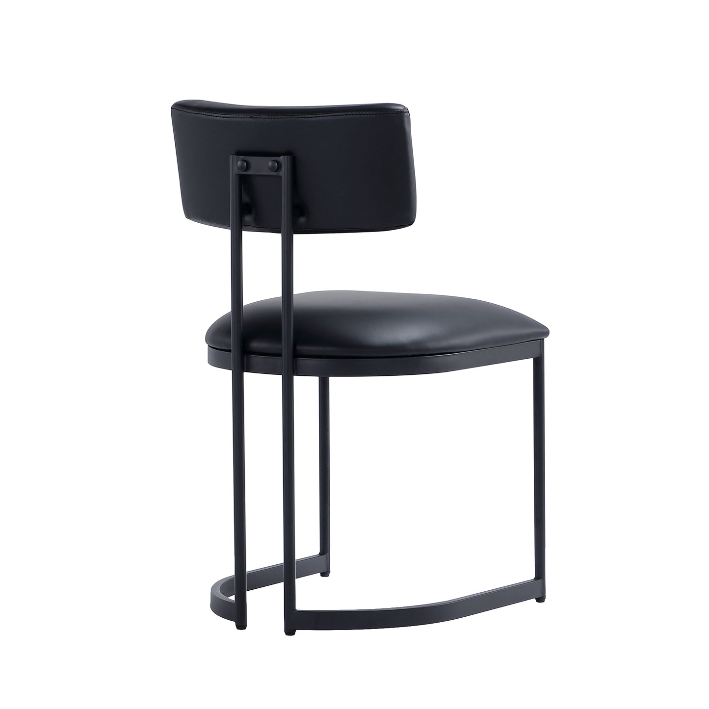 Juno Contemporary Modern Metal Vegan Leather Side Chair in Black DC1609-3
