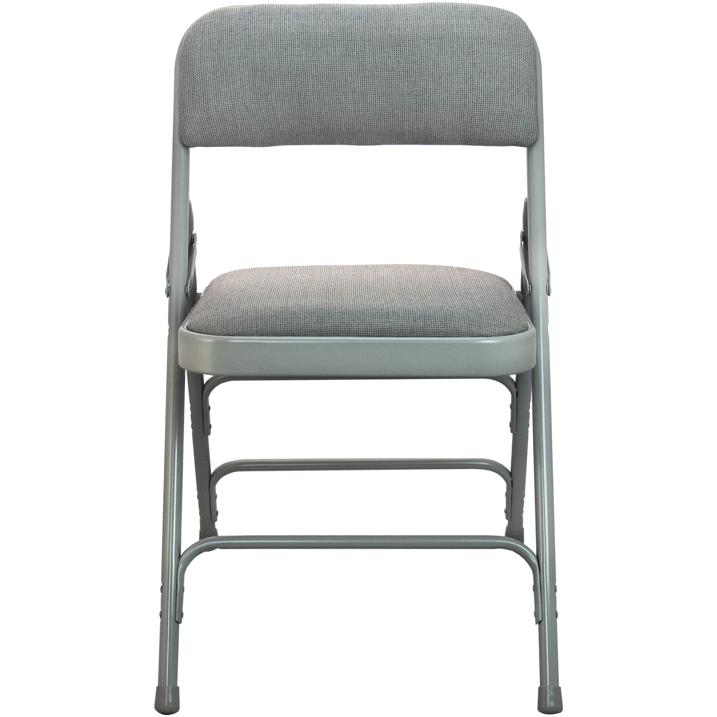 2-Pack Advantage Grey Padded Metal Folding Chair - Grey 1-in Fabric Seat Grey Fabric/Grey Frame