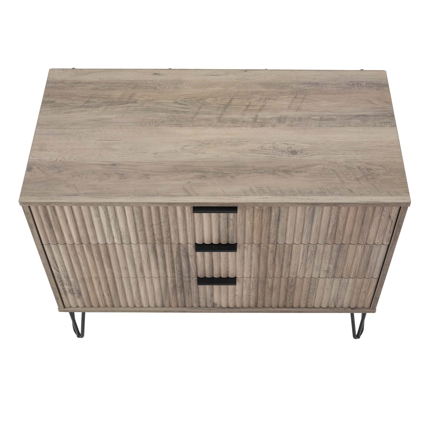 Dumbo Modern 35" Fluted Dresser in Rustic Gray (3-Drawer) DR001-GY