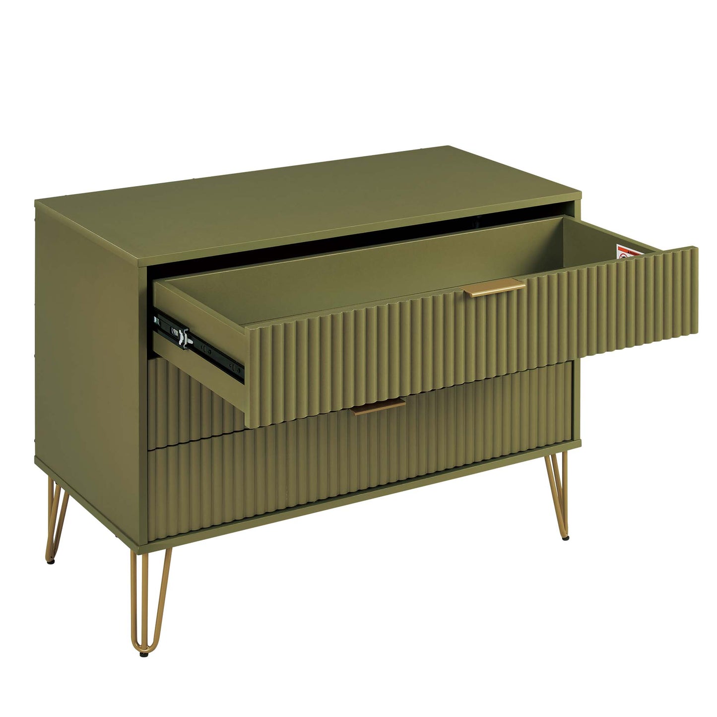 Dumbo Modern 35" Fluted Dresser in Olive Green (3-Drawer) DR001-OG