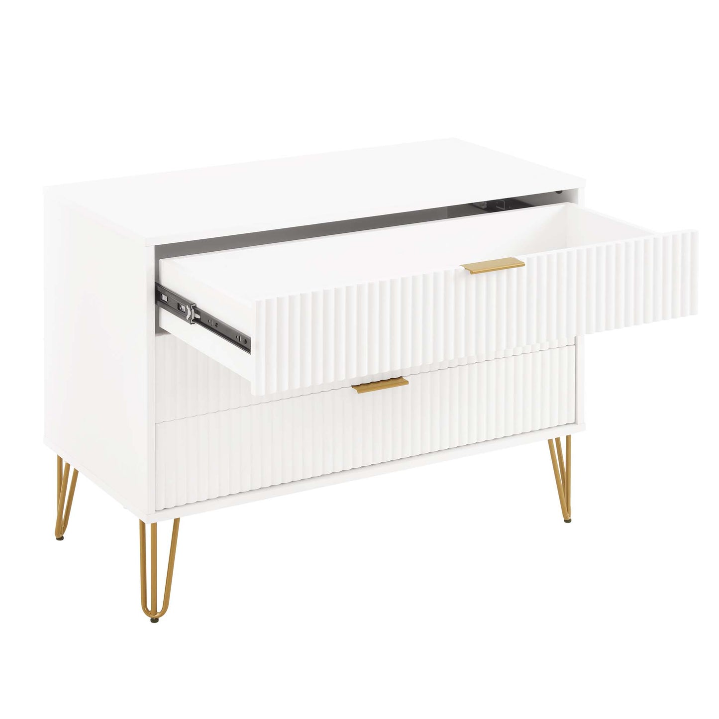 Dumbo Modern 35" Fluted Dresser in White (3-Drawer) DR001-WH